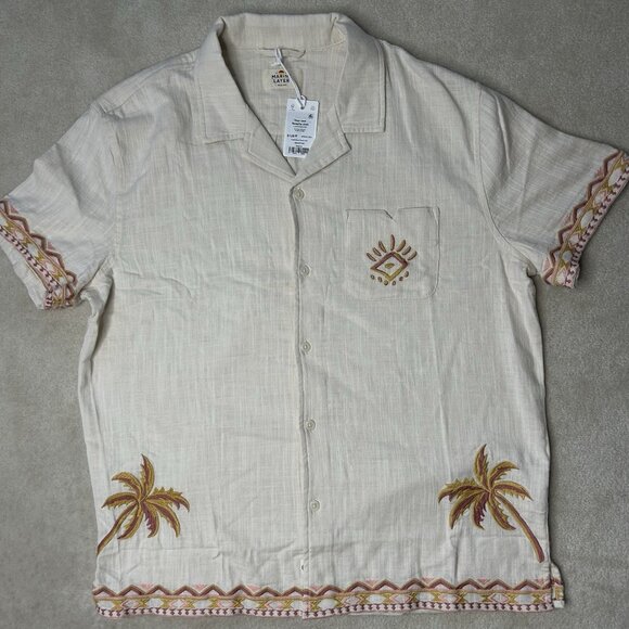 Marine Layer Embroidered Resort Shirt Men’s Medium Button Up Short Sleeve Camp - Picture 1 of 7